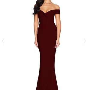 Nookie Strapless Burgundy Gown